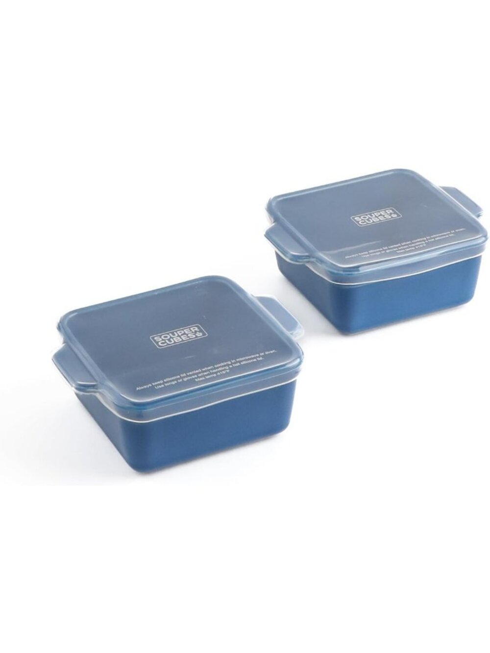 Set of 2 Ceramic Baking Dishes with Lids - 5x5", Blueberry Color, Perfect for